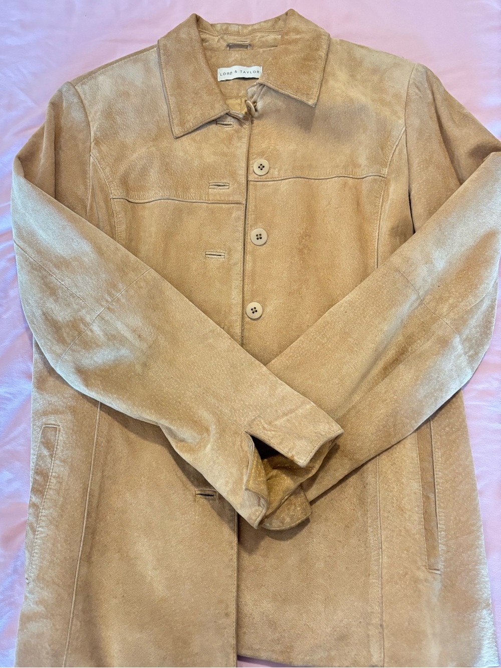 Lord & Taylor Men's Tan Suede Button-Front Jacket